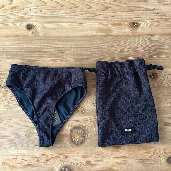 TRIANGL BOTTOM ONLY THEO SAPPHIRE HIGH WAIST + BAG NEW WITH TAGS - Picture 1 of 7